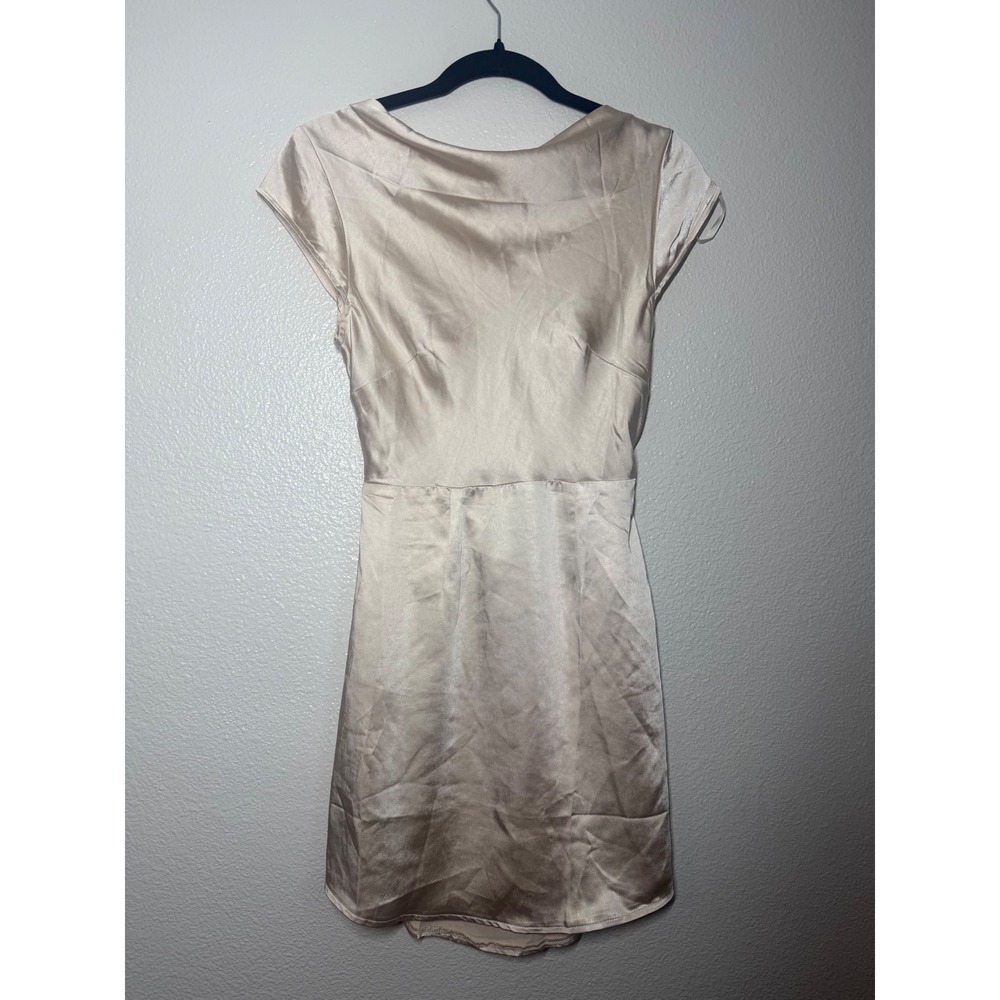 Saints +‎ Secrets Champagne Satin Twist Back Mini Dress Cap Sleeve NWT Small
